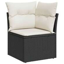 vidaXL 6-tlg. Garten-Sofagarnitur mit Kissen Schwarz Poly Rattan - A - Übersicht 9