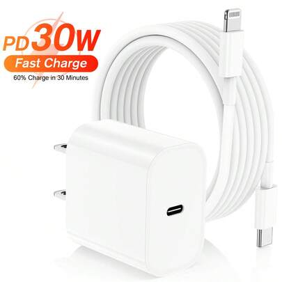 Cargador rápido USB-C de 20W + Cable USB-C a Lightning de 3.3FT/100CM, Juego de carga rápida y transferencia de datos compatible con iPhone 14 13 12 Series