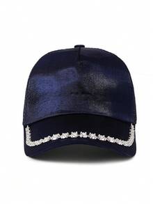1pc Y2K Style Rhinestone Embellished Retro Baseball Cap, Unisex Adjustable Classic Low Profile Solid Color Hat, Suitable For Outdoor, Golf, Summer, Casual Wear, Perfect Gift - Baseball Cap - View 11
