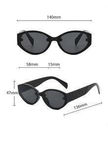 1pc Rhombus Temple Cat Eye Square Frame Women Fashion Glasses, Personalized Versatile Gradient Lens Flattering Face Shape, Suitable For Commuting And Traveling - Coffee Frame Double Tea Slices - View 3