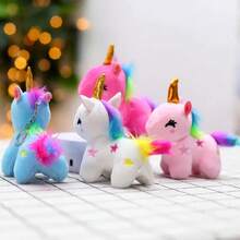 Pequeño unicornio de peluche, adorable llavero con colgante de unicornio de peluche, bolso de Animal relleno suave, bonito accesorio para bolsa de regalo de graduación - Blanco - Ver 2