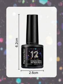 Kendra Ferry Glitter Nail Polish, 1/6 Colors, 7ml, LED Soak, Professional Gel Nail Polish For Nail Salon, Suitable For Daily Nail Art, Party Nail Art, Women's Nail Tools, Fashionable And Charming Nail Art, Luxury Nail Design, Long-Lasting Shine - Black - View 6