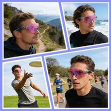 Gafas de Montar polarizadas sin marco, Gafas de sol deportivas fotocrómicas para hombres y mujeres, Lentes de protección UV400 para conducir bicicletas de pesca - C2 Negro brillante - Ver 5