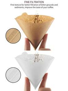 50 peças/100 peças Papel de Filtro de Café Cônico V01, Papel de Filtro de Café em Forma de V, Papel de Filtro de Café Pour-Over V02, Papel de Filtro de Café e Chá, Adequado para Xícaras de Filtro Cônico e Cafeteiras de Gotejamento, Adequado para Cafeteiras Pour-Over e de Gotejamento, 1-2 Xícaras, 2-4 Xícaras (Branco, Marrom) - Multicolorido - Visão 3