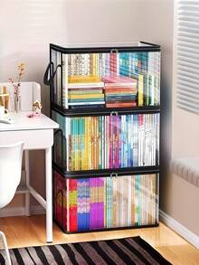 1/2pcs Portable Transparent PVC Storage Bag, Multi-Functional Organizer Box With Backpack Strap, Zipper And Handle, Durable Rectangular Large Capacity Storage Bag For Clothes, Books, Toys And More - Multicolor - View 6
