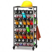 Organizador de estante de 50 latas de pintura en aerosol, soporte de almacenamiento de latas de pintura en aerosol de metal, carrito rodante con estante de almacenamiento, para garaje, salas de - gris - Ver 2