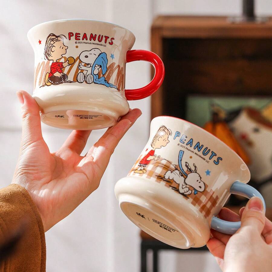 Bộ cốc đôi Snoopy Abebe chất lượng cao, thích hợp sử dụng tại nhà và văn phòng, có vòi nước ngược, cốc sứ đựng sữa. - Nhiều màu - Xem 1
