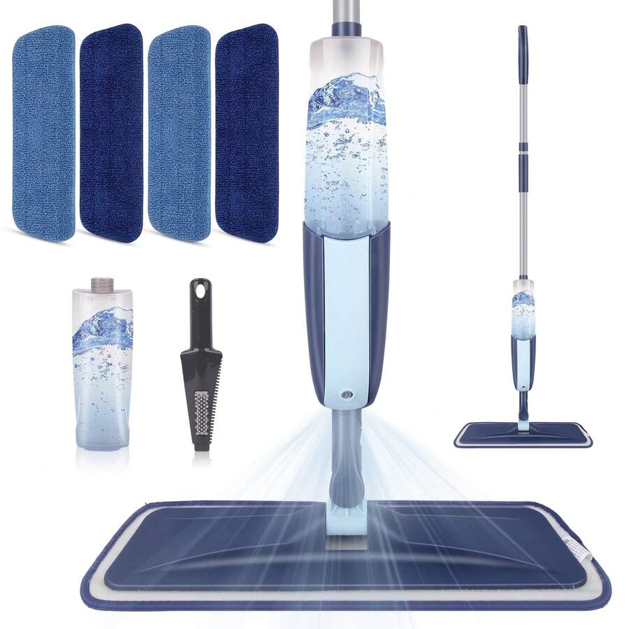 SUPTREE Microfiber Spray Mop Floor Cleaning With 3 Washable Pads Wet Jet Dry Dust Mop Floors - Blue Mop+4 Mop Pads+1 Bottle - View 1