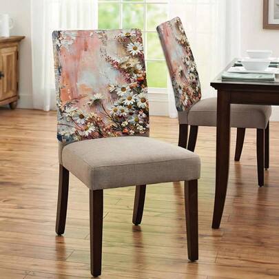 Bộ 1/4/6/10 chiếc bọc ghế nhung họa tiết hoa cúc pastel, bọc ghế vải nhung ngắn có thể tháo rời, bảo vệ lưng ghế, phù hợp cho mọi mùa, trang trí ngày lễ, cho phòng ăn, phòng khách, ghế gia đình.