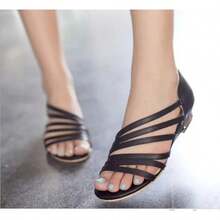 New 32-46 Summer Sandal Women Leather Low Wedges Sandals Women Casual Zapatos De Mujer Sandalias Mujer - 綠色 - 查看 6