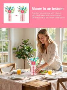 3pcs Spring Wildflower Party Decor, Wildflower Honeycomb Center Decor Suitable For Tabletop, Wildflower Birthday, Spring Theme Party Decor, Garden, Baby Shower, Mother's Day, Spring Tea Party, Indoor Outdoor Home Decor - A - View 6