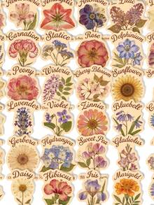 50 PIEZAS Pegatinas de flores estilo vintage, set de ilustraciones florales antiguas, pegatinas para scrapbooking, diario, a prueba de agua, paquete de pegatinas estéticas de plantas para portátil, botella de agua, funda de teléfono, estilo herbario Cottagecore, manualidades DIY, decoración, diseños únicos surtidos como regalo - Plantas retro - Ver 2