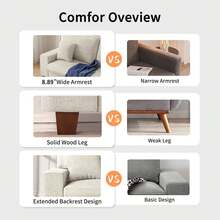 Sofá Loveseat Moderno DOPEDIO para Sala de Estar, Sillón Reclinable de Chenilla, Funda Extraíble, Cojines de Resorte, Estructura de Madera Maciza, Fácil Montaje para Espacios Pequeños (71.25 pulgadas, Beige) - Chenilla beige - Ver 6