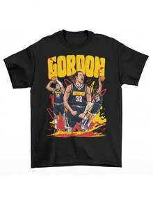 Denver Broncos Basketball Jersey In Aaron Gordon Cartoon Style By RatTrapTees - 黑色 - 查看 1