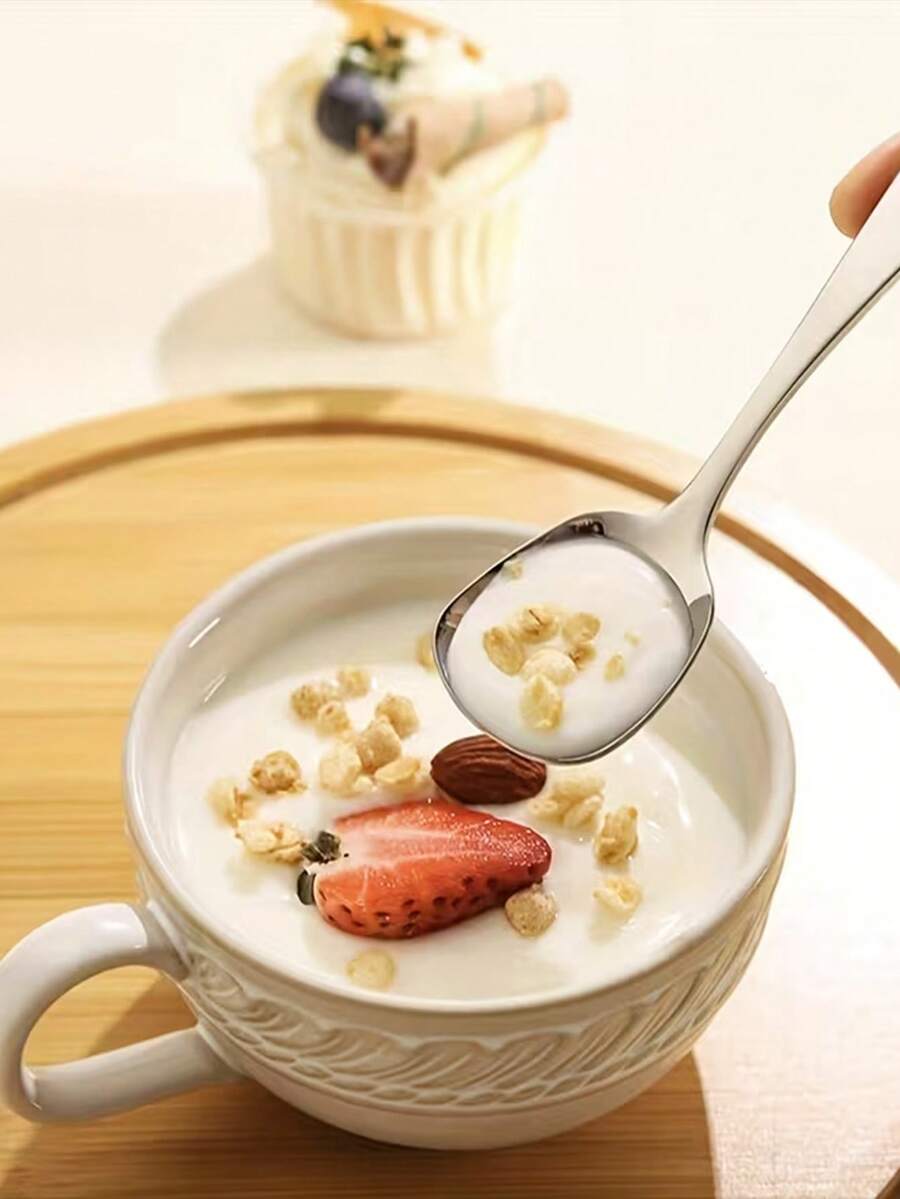 1 pièce/2 pièces/4 pièces/6 pièces Cuillères à dessert, cuillères à tête carrée, cuillères en acier inoxydable fine, cuillères à crème glacée, cuillères à céréales, cuillères à thé, dessert, sucre, poli miroir, lave-vaisselle