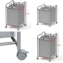 Simple Houseware - Carrito clasificador de ropa de 2 bolsas resistente color plateado - Bolsas extraíbles de 2 secciones y ruedas bloqueables para organización de lavaderos - Pago - Ver 1