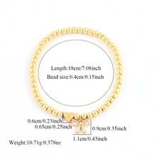 1pc Classic Heart Letter Bow Beaded Bracelet For Women - Yellow Gold - View 2