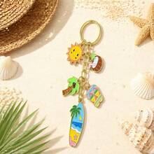 1 móc khóa hình bãi biển màu vàng dễ thương, hình cây dừa, ván lướt sóng, phụ kiện trang trí túi xách, quà tặng du lịch mùa hè cho phụ nữ - Nhiều màu - Xem 7