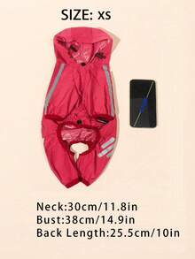 Impermeable ligero de poliéster para perros con tiras reflectantes, que cubre las cuatro patas en color rosa sólido, chaqueta impermeable para mascotas, adecuada para perros Teddy pequeños y perros grandes para usar todo el año en otoño (no apto para razas grandes) - Rosa - Ver 10