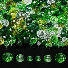 100/200/300pcs 3/4/6/8mm Green Crystal Glass Flat Wheel Beads In Mixed Shades For Jewelry Making Bracelet Necklace Earrings DIY Craft Supplies, Applicable To Spring Summer Decor Wedding Party And Holiday Gift Decoration In Elegant Chic Style - Green - View 7