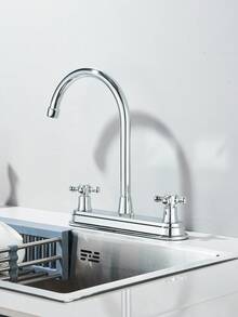Kitchen Faucet With Sprayer, Two-Handle Kitchen Faucet With Gooseneck Flexible Hose,  Two-Function Kitchen Sink Faucet (Brass Body, Easy Installation) - Alloy - Model D - View 7
