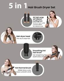 2026 New Multifunctional All-In-One Hot Air Comb, Hair Dryer Comb Set Upgraded Hot Air Comb Air Styler Curling Iron, Hair Styling Tool Suitable As A Gift For Straightening/Curling/Drying/Smoothing Hair - 美規A型插(110-127V) - 查看 6