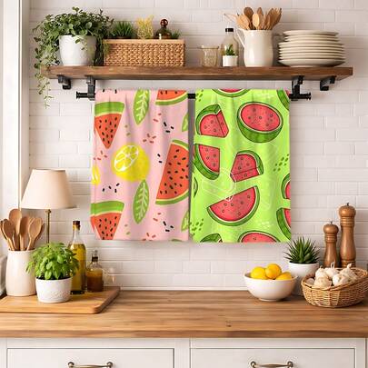 Bộ 2/4 khăn lau bát đĩa họa tiết dưa hấu, khăn lau nhà siêu thấm hút bằng sợi microfiber hiện đại, khăn lau bếp và bánh, khăn rửa bát, mềm mại và thấm hút cao, trang trí nhà bếp, quà tặng cho hàng xóm, mẹ, sinh nhật, tân gia cho bạn bè, đồ dùng nhà bếp thiết yếu, nhu yếu phẩm hàng ngày.