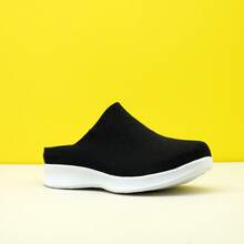 Damen Strick Mule Schuhe, rückenfreie Slip-On Freizeitschuhe, atmungsaktive Laufschuhe, bequeme Loafer - RS1005 Schwarzweiß - Übersicht 8