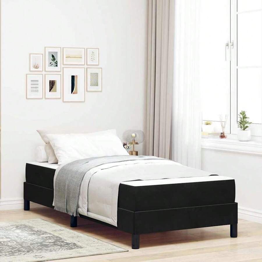 vidaXL Boxspringbett Mit Matratze Schwarz 90 X 190 Cm Stoff - 黑色 - 查看 1