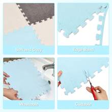 36-Piece Set Of Thickened Foam Cushion Covers, Removable And Washable, Anti-Shedding, Suitable For Rooms, Square Patchwork Cushions, Plush Area Cushions, Non-Slip Comfort Cushions, Ideal For Living Rooms And Bedrooms, Dimensions: 12.2 Inches * 12.2 Inches - 藍色+灰色+白色 - 查看 6