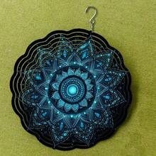 1pc Metal Mandala Flower Themed Wind Spinner, Outdoor Wind Chime, Patio Decor, Memorial Wind Chime, Birthday Holiday Gift, Front Yard Decor, Garden Path Decor, Summer Party Decor, Backyard Decor (Pendant Not Included), Random Style - A - View 3