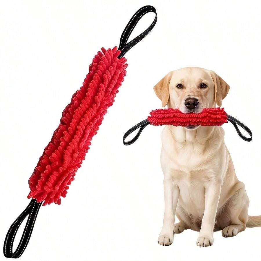 Juguete de tira y afloja para perros con doble asa - Juguete masticable suave, no dañará los dientes para masticar y tirar, adecuado para perros medianos y pequeños - Herramienta de entrenamiento dental interactiva para interiores | Juguete masticable duradero para perros, diseño de tira y afloja, suministros para perros, juguetes para perros, cuerda para perros, regalo perfecto para tu perro querido. | Disponible en varios colores