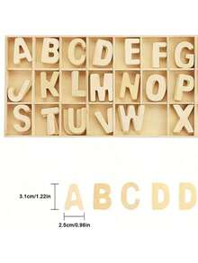 130pcs Wooden Craft Alphabet Set With Storage Tray, Blank Wooden Alphabet Letters, Learning Gift, Home Decor, Valentine's Day, Birthday, Graduation Gift (Upgraded Thicker) - Wood Color - View 10