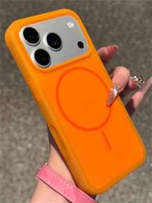 Étui de téléphone de charge sans fil magnétique en silicone liquide mat de luxe compatible avec iPhone 17 Pro Max, 17 Pro, 16 Pro Max, 15 Pro Max. Coque arrière douce au toucher de couleur unie - Orange - Voir 5