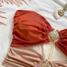 Women's Metallic Buckle Ombre Jumpsuit, Sexy Party Date Beach Holiday Summer Outfit, Suitable For Holiday Date, Afternoon Tea, Wedding Season, Beach Cruise Vacation, City Road Trip Vacation, Boho Vacation, Music Festival - Azul - Ver 5