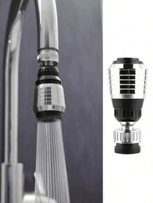 1PC Universal Rotating Faucet Head 360° Free Rotation Effectively Stops Messy Water Splashes And Achieves Water Saving Effect. Equipped With Bubbler To Deliver Soft Steady Water Flow, Bringing Comfortable Water Using Experience. Tool-Free Installation, Simple And Convenient To Mount. Made Of Sturdy Material For Long Service Life, Practical Daily Essential For Kitchen Washing And Cleaning Work. - Silver - View 3