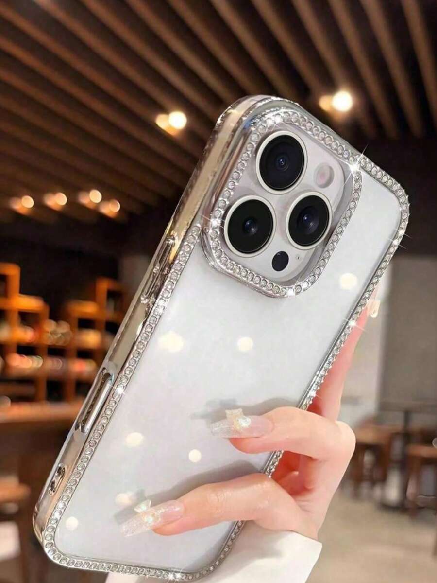Luxury Sparkling Crystal Glitter Shockproof Basic Phone Case Compatible With IPhone 17/17 Pro Max/16 15 14 Plus 13 12 11 Pro Max/6D Electroplated Edge Back Cover, Spring Birthday Anniversary Gift - Clear - View 1