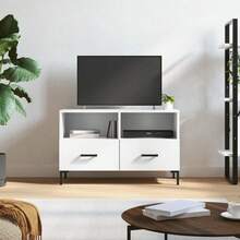 vidaXL TV-Schrank Weiß 80x36x50 cm Holzwerkstoff - Weiss - Übersicht 1