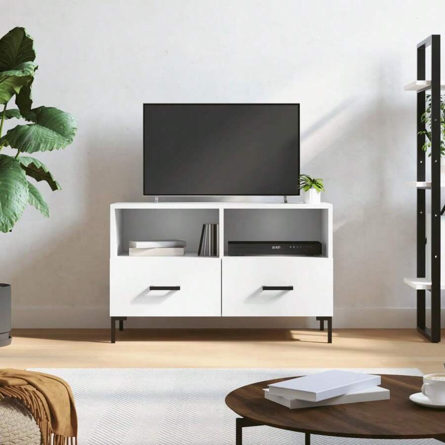 vidaXL TV-Schrank Weiß 80x36x50 cm Holzwerkstoff - Weiss - Übersicht 1