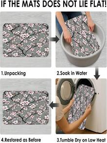 1/3/4 pièces Ensemble de salle de bain floral gris Sakura, rideau de douche imprimé vintage élégant de branches roses Sakura, imperméable et anti-moisissure, tapis de bain antidérapant doux + housse de siège de toilette + tapis en forme de U, 12 crochets inclus, convient pour toutes les saisons, décoration de la maison, rénovation locative, rafraîchissement de la salle de bain pour les fêtes, utilisation dans la douche sèche-humide, cadeau pour le réchauffe-maison/anniversaire/fête des enfants/fête des mères/fête des pères - fleurs de cerisier - Voir 8