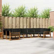 vidaXL Outdoor-Sofagarnitur mit Kissen 7 pcs Natürlich und Schwarz - A - Übersicht 1