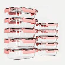 10pcs Glass Food Storage Container With Lid, Meal Preparation Container With Snap Lid, Sealed Lunch Box, High Borosilicate, Suitable For Home And Restaurant Use - View 1