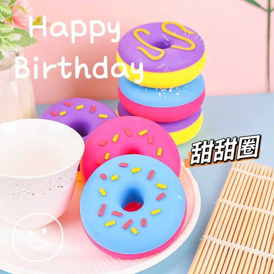 1個 擠壓甜甜圈感官壓力球 柔軟矽膠甜甜圈擠壓球 多色 趣味惡搞禮物 裝飾品 舒壓 柔軟黏性觸感 適合節日、緩解焦慮、青少年、女孩、教室、生日（隨機顏色）