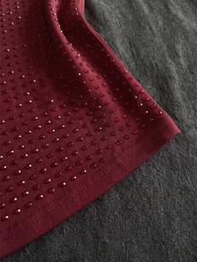 Women's Sexy Party Solid Color Rhinestone Mesh Sheer Fitted Camisole For Summer - Burgundy - View 4