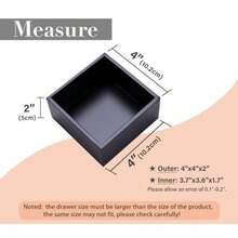Bamboo Organizer Box For Accessories Cosmetic Small Square Drawer Organizer Boxes Black 4"*4" - Black - View 2