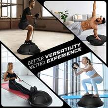 Yes4All Entrenador premium de media pelota de equilibrio de maní entrenador de equilibrio de media bola para entrenamiento de cuerpo completo entrenamiento de equilibrio media bola para entrenamiento de núcleo push-up entrenamiento de abdominales - B. Combo de actualización completamente negro - Ver 7
