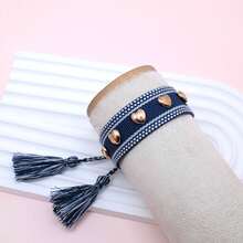 1pc Rivet Heart Bohemian Bracelet - Navy Blue - View 3