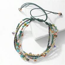 Handmade Adjustable Wrap Bracelet Bohemian String Braided Beads Anklets Gifts For Women - Green - View 3