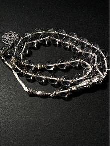 1 chiếc vòng tay chuỗi hạt cầu nguyện Tasbih Hồi giáo 33 hạt trong suốt, tối giản, đa năng - Nhiều màu - Xem 2