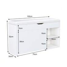 Shoe Bench, Hallway Bench With Fold-Out, Hidden Storage Compartment, Modern, Minimalist Design, Suitable For Entryways And Living Rooms, White, Dimensions: W100/D30/H52cm - White - View 2